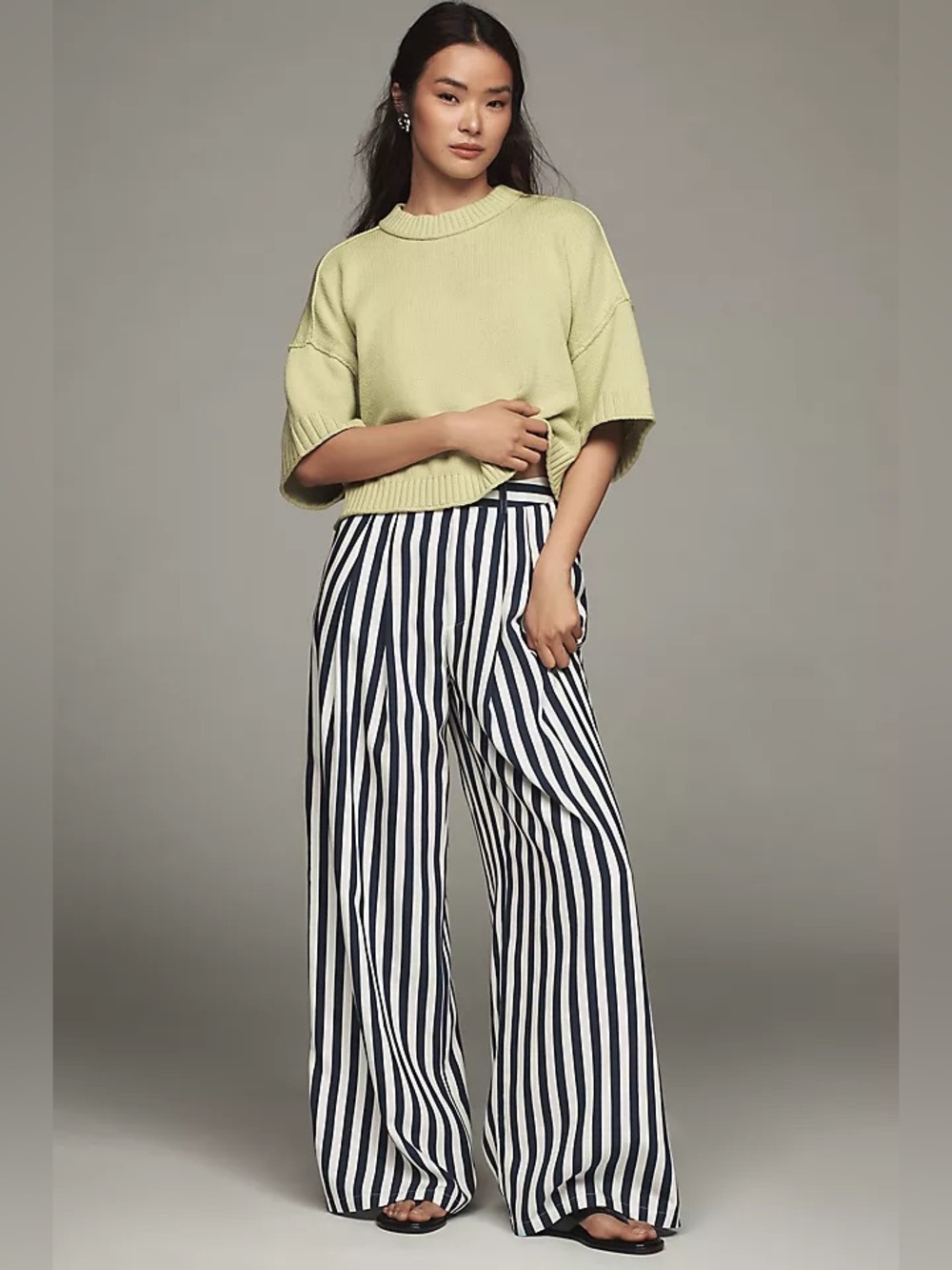 Anthropologie Maeve The Avery Striped Pleated Wide-Leg Trousers